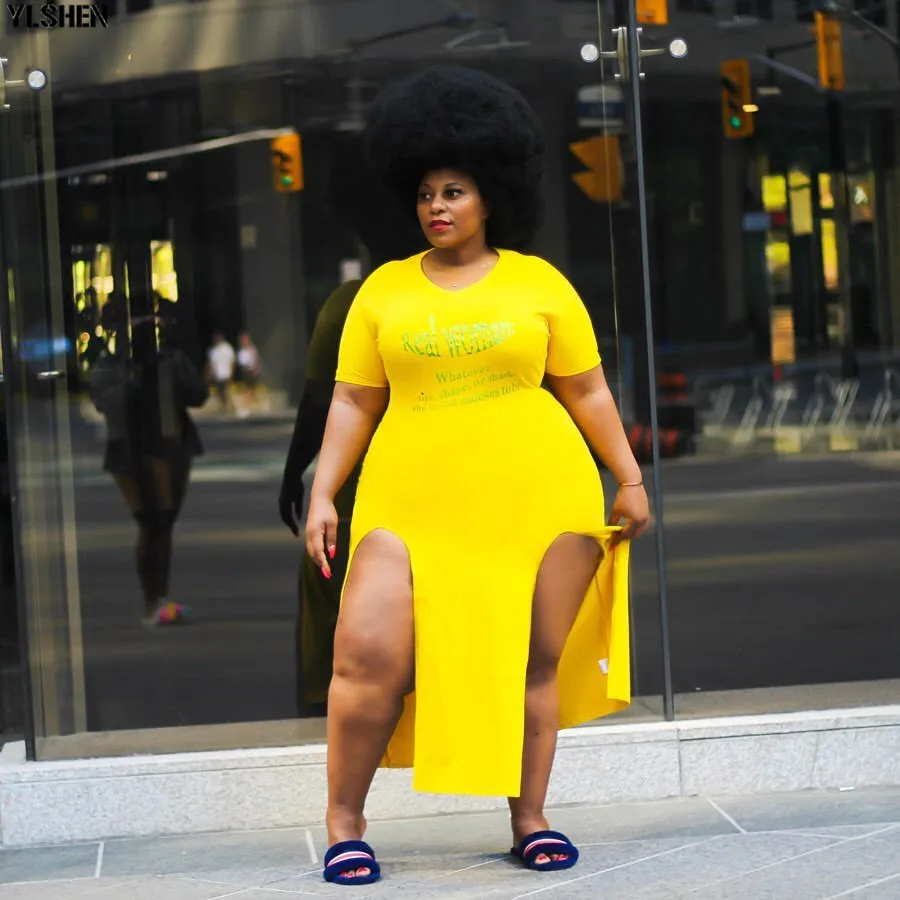 Plus Size African Dresses for Women Dashiki Print Letters African Clothing Sexy Fashion High Split Evening Long Africa Dress 05