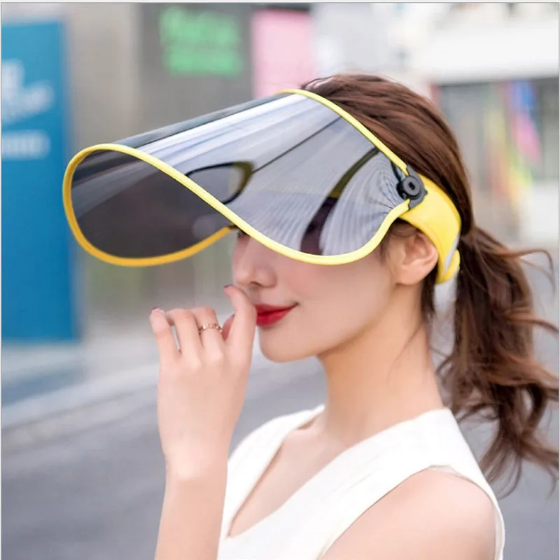 New Unisex Mens Womens Cap Transparent Sun Visor Hat UV Protection Cover Hat Casual Floppy Fold Hat Summer 6 Color - Цвет: Цвет: желтый