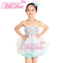 MiDee Sequins Dance Dress Swan Lake Tutu Girls Camisole Pinky Dresses Two Tones Costume For