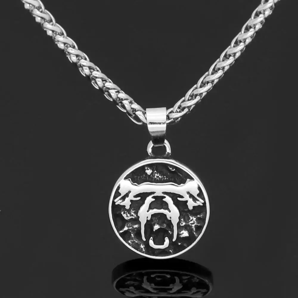 

2019 new stainless steel bear head pendant necklace Nordic Viking titanium steel men jewelry gifts