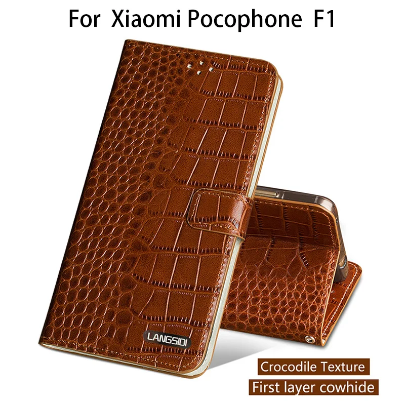 

Flip Phone Case For Xiaomi Pocophone F1 Case For A1 A2 Lite Max 2 3 Mix2s Redmi Note 5 Genuine Leather Crocodile Texture Cover