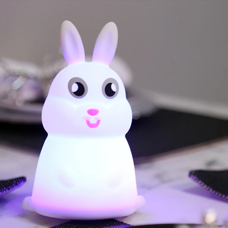 

7 Colors Changed Cartoon Cute rabbit USB Charging Light Soft Table Lamp Home Decor for Kids Touch Control Night light