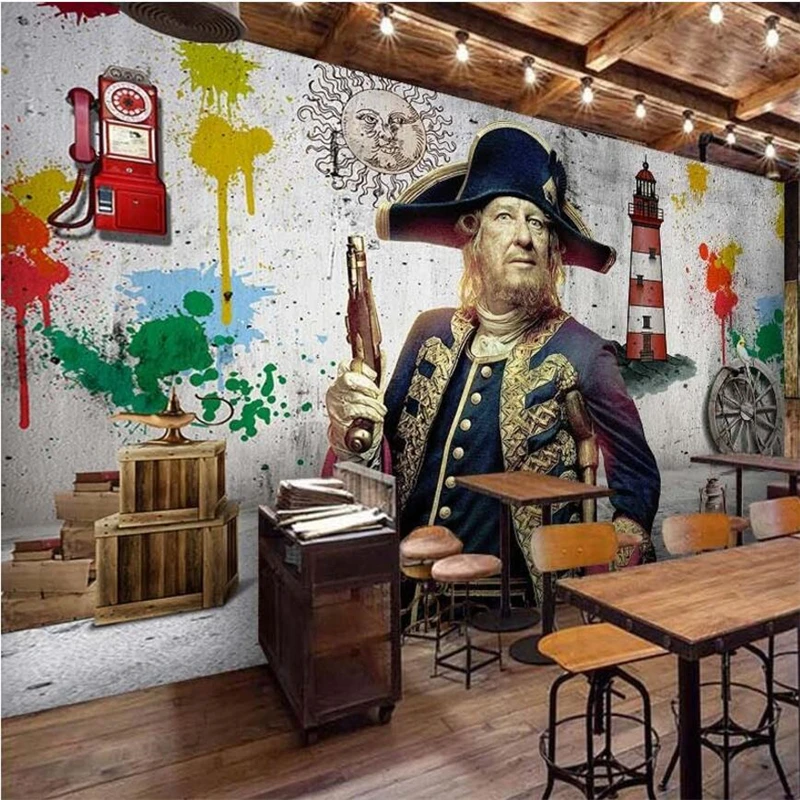 

Beibehang Custom Wallpaper 3d Photo Mural Voyage Pirate Retro Hand painted Tooling Background papel de parede 3d wall paper