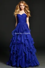 Neue Ankunft 2016 Schatz Royal Blue Abendkleider Tiered Partei Chiffon Bodenlangen Besondere Anlässe Prom Kleider