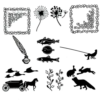 

Fishing Person Carriage Wild-goose Rabbit Dandelion Metal Cutting Dies Stencils for Scrapbooking Embossing Die Cards Making