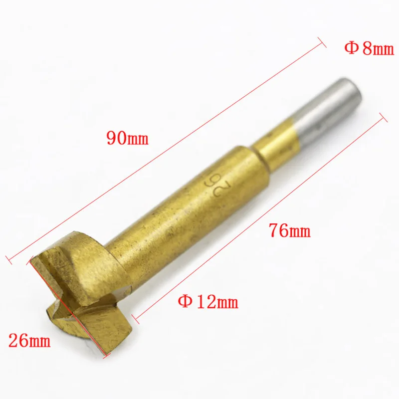 1PCS Woodworkers Cemented carbide 26mm Cutting Dia Hinge Boring Drill Bit Woodworking Hole Saw Wood Cutter Golden Hole Saw
