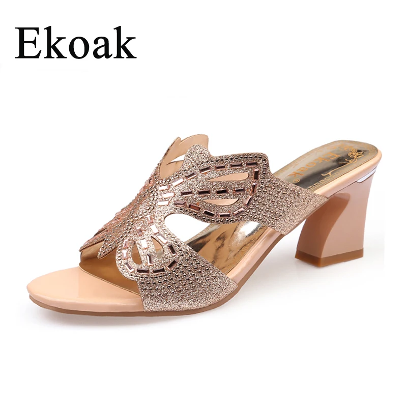 

Ekoak New Women Sandals Summer Party Shoes Ladies Sexy Crystal Butterfly High Heels Shoes Woman Fashion Girls Slides