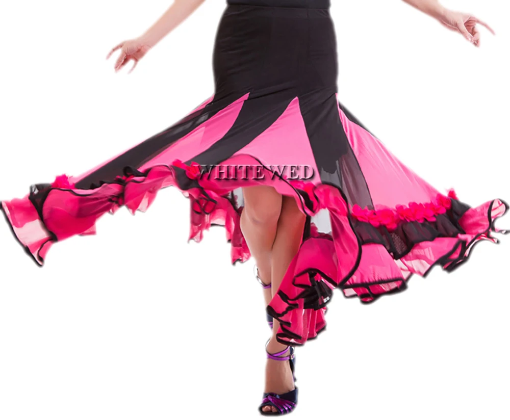 Whitewed Long Flamenco Ballroom Waltz Tango Indian Dance Skirt Long