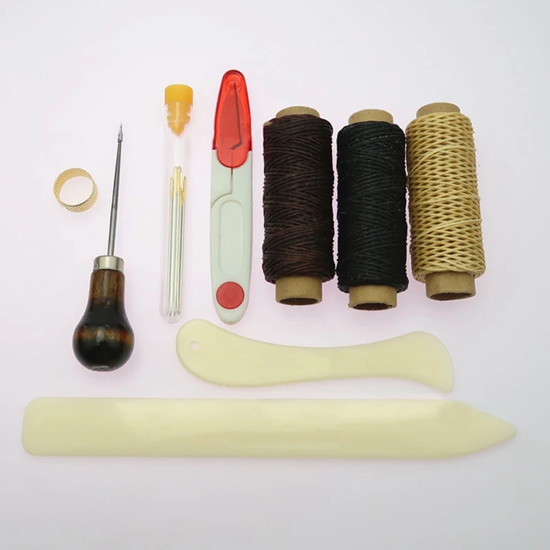 

9Pcs Multi-function Bookbinding Kit Starter Tools Bone Folder Paper Creaser Waxed Thread Set Leathercraft Tool Sets