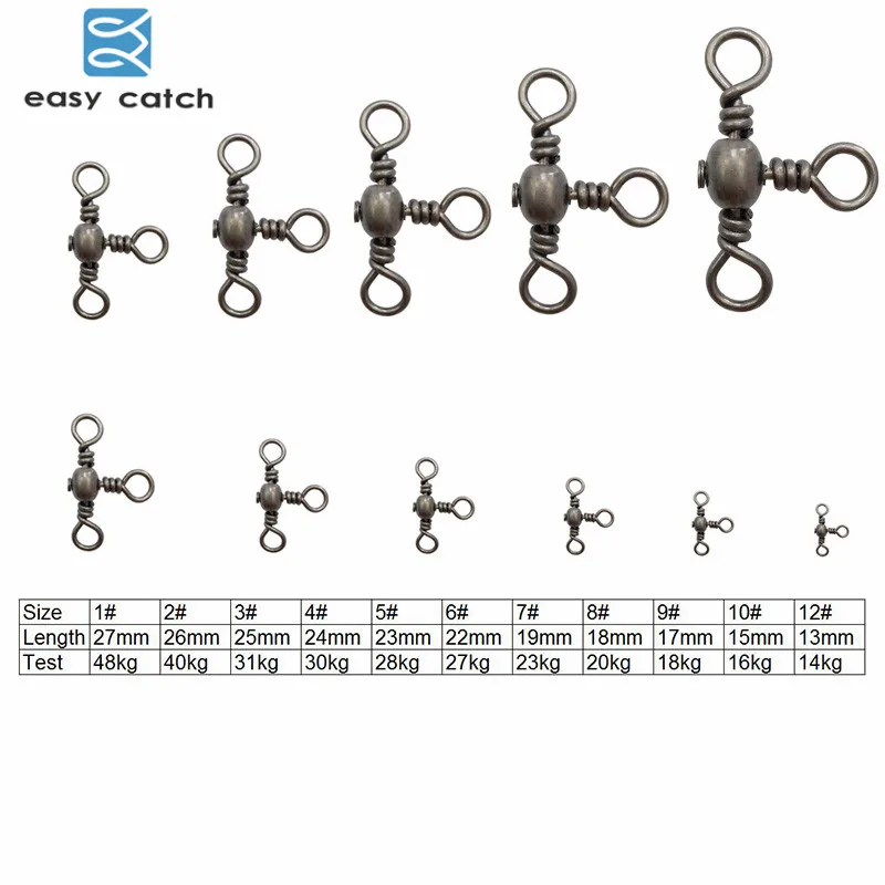 Легко ловить 15 шт. 3 пути баррель поперечная леска рыболовный поворотный с твердым кольцом латунный рыболовный крючок леска Разъем рыболовные аксессуары