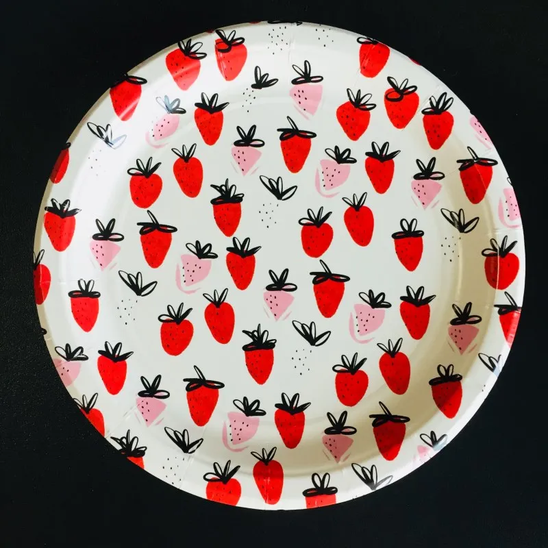 

10PCS/Pack Birthday Party Cute Strawberry Disposable Paper Plates Baby Shower Disposable Plates Desktop DIY Decorations Supplies