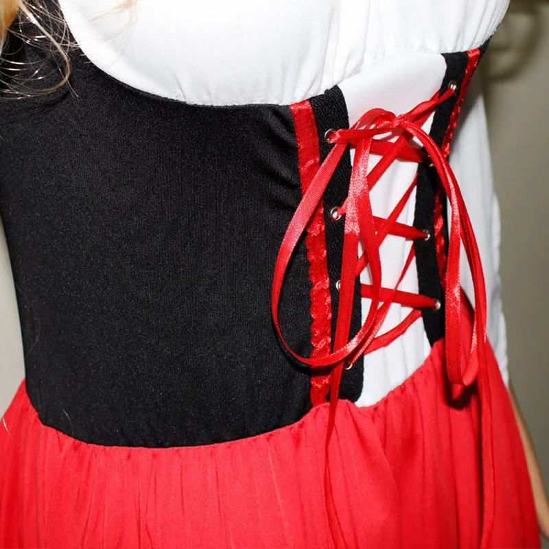 Для взрослых женщин баварский Октоберфест Костюм дирндль дамы этнические Wench косплей красный Забавное платье длинный наряд для девочек плюс размер