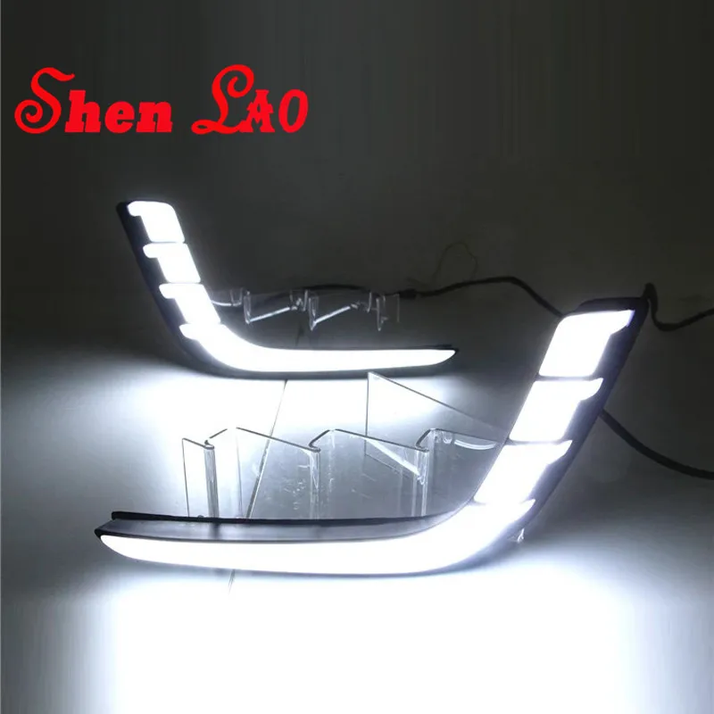 

ShenLao 1 Set Car LED DRL Daytime Running Lights accessories For Suzuki Swift 2014 2015 2016 with Yellow Turning Signal fog lamp