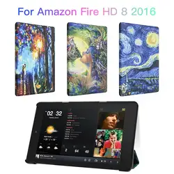 Чехол для Amazon Fire HD 8 2016, сверхтонкий авто сна/Пробуждение стоял складной крышка Защитные чехлы для Amazon пожарной HD 8 2016