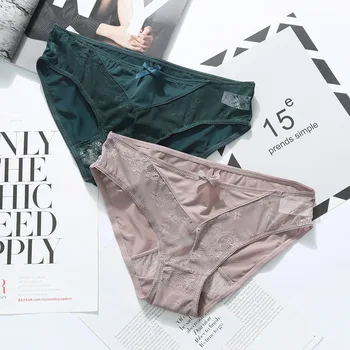 

SP&CITY High Quality Ice Silk Seamless Women Panties Sexy Hollow Out Underwear Fashion Bow Transparent Lingerie Female Breifs