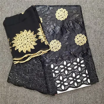 

2019 Latest 5+2 Yards Nigerian Bazin Riche Getzner High Quality African Lace Fabric With Beads Nigeria Lace Fabric For Bride