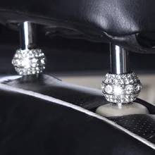 4 Pieces Replica Crystal Car Seat Headrest Collar Decor Diamond Bling Ring Car Interior Accessories for Girl Women