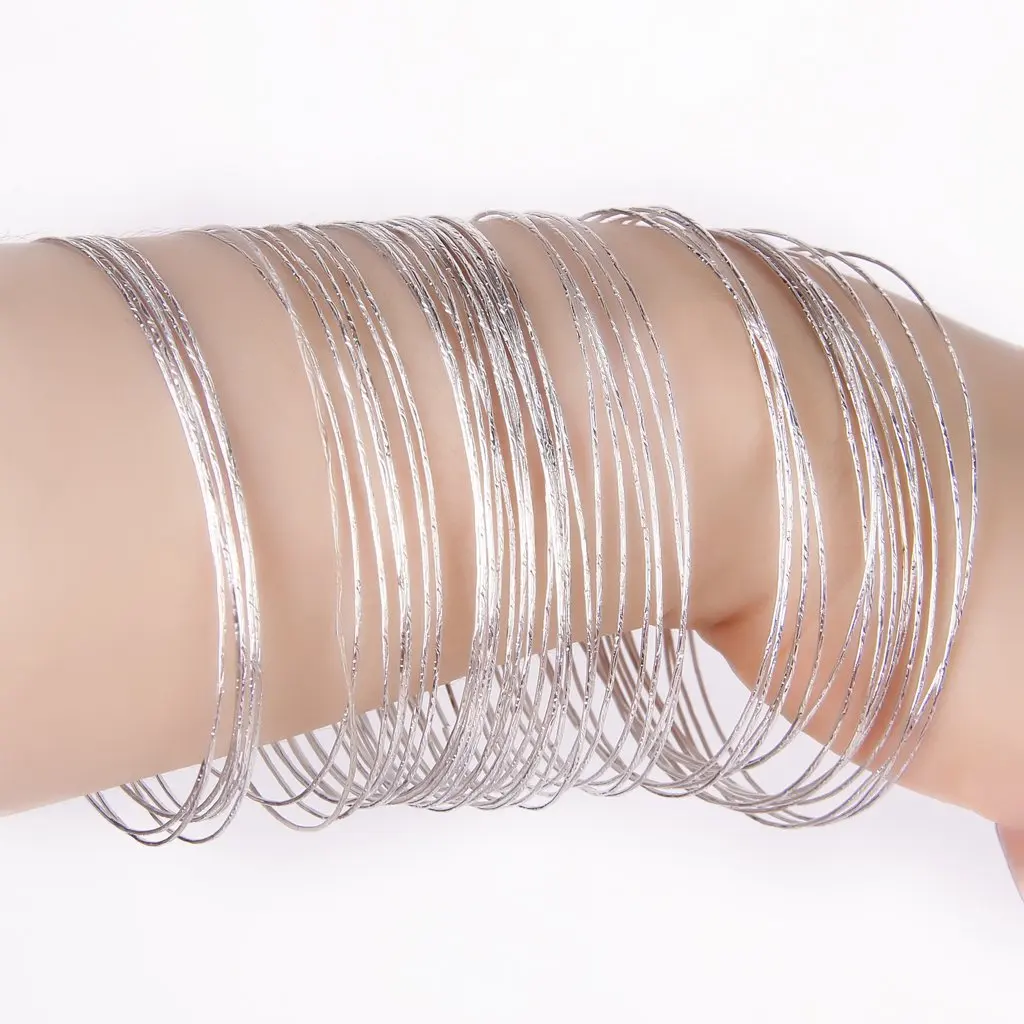 50 Pcs Silver Color Thin Hoop Cuff Bracelets Bangles For Women Thin Hoop Cuff Bracelets Bangles