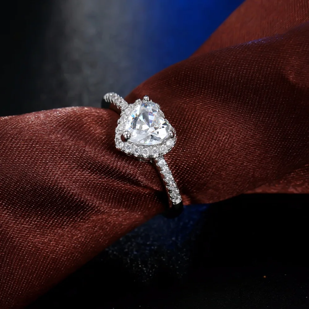 EN модные хрустальные свадебные кольца в форме сердца, женские обручальные кольца с цирконием, гламурные ювелирные изделия,, Прямая поставка