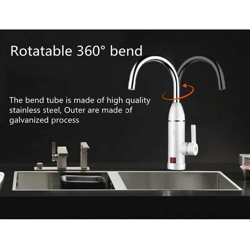 New Kitchen LED Display Electric Hot &Cold Water Instant Heating Mixer Faucet Tap