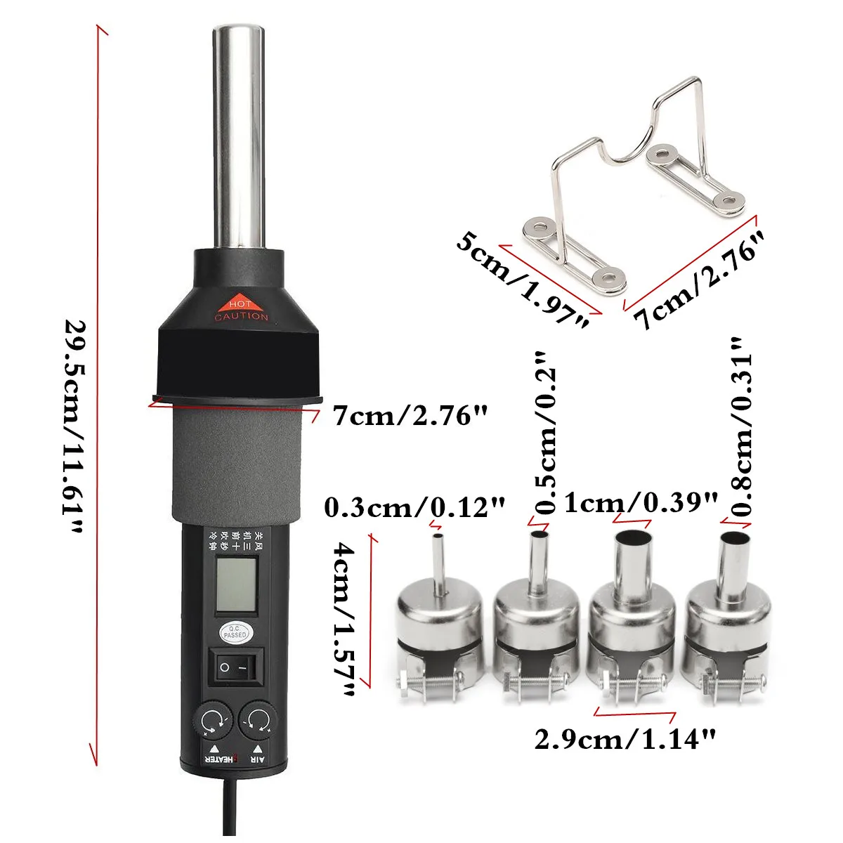 GONGJUE 220V 450W 450℃ Portable Soldering Hot Air Heat Gun Desolder Power Nozzle Tool