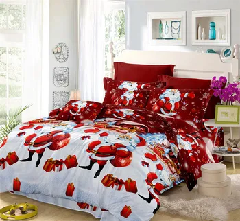 

Merry Christmas Bedding Set Cartoon Santa Claus Duvet Cover Set Queen King Bed Sheet Festival Gift Bed Cover Pillowcase 4Pcs L45