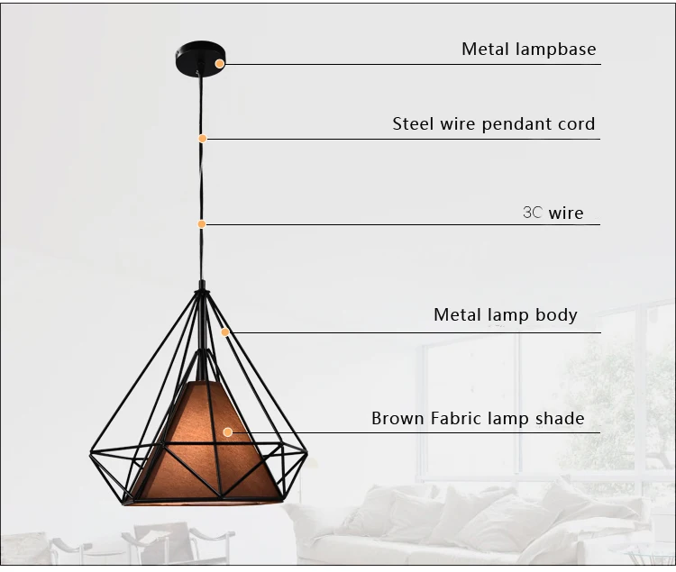 Modern Industrial Cage Metal diamond Shade Pendant Light lamp bar 16