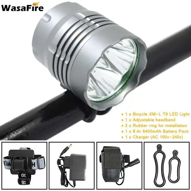 Светодиодная фара WasaFire 4 * XML T6 для велосипедного велосипеда передняя farol 8 в 18650