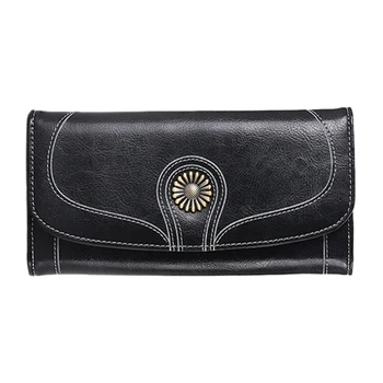 

JHD-SENDEFN New Wallet Design Purse Retro Oil Wax PU Purse Women Long Quality Women Wallets And Purses Zipper Pocket 5180L- 6