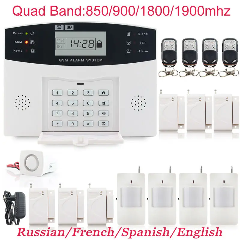 

New 6pcs Door sensor 433MHZ Wireless GSM SMS Spanish Voice Prompt Home Burglar Security Alarm System Detector Kit Remote Control