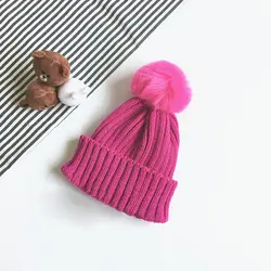 Дети для девочек и мальчиков детские теплые зимние вязаные шапка детская Лыжная шапочка Кепки