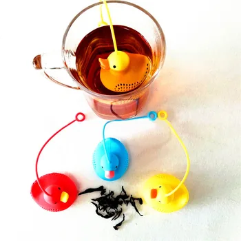 

Food Grade Tea Strainers Reusable Kitchen Accessories Loose Leaf Diffuser Tea Infuser Silicone Duck Shape Tea Bag with String