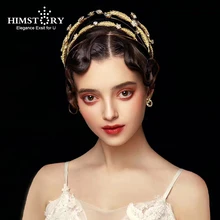 Himstory Gold Leaf Cubic Baroque Wedding Crown Tiara Vintage Wheat Bridal Hair Piece Accessories Women Party Prom Hairband Himstory Gold Leaf Cubic Baroque Wedding Crown Tiara Vintage Wheat Bridal Hair Piece Accessories Women Party Prom Hairband