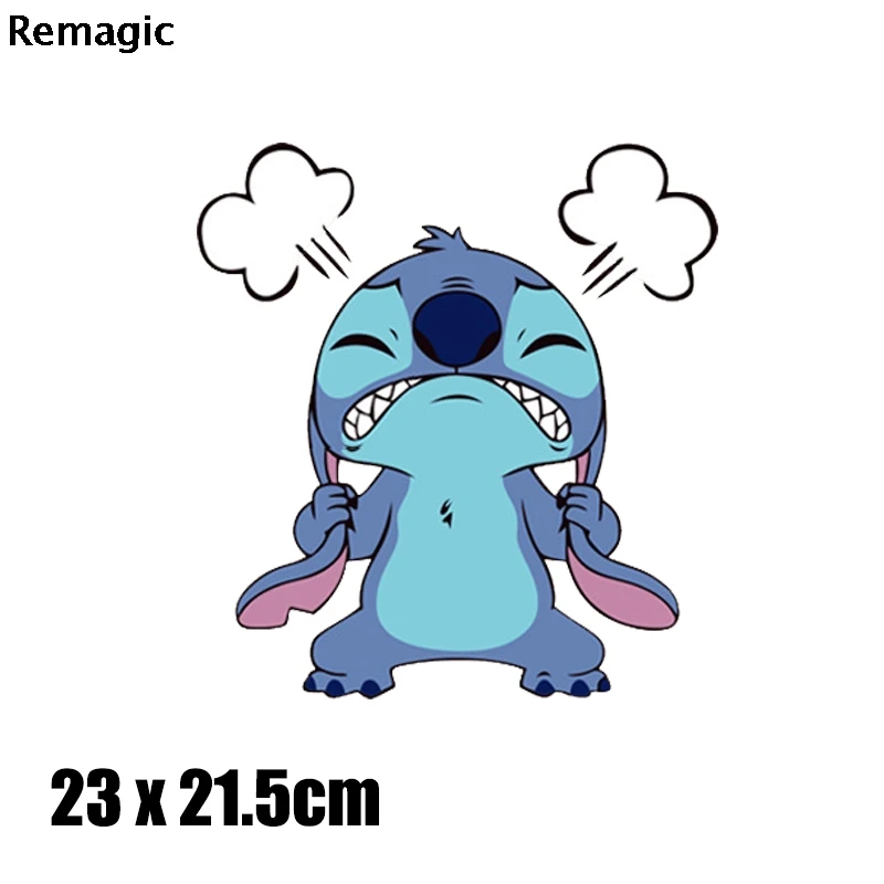 Cartoon Stitch meme funny Iron on Heat Transfer Patches Kids Clothing DIY Stripe couple family Applique T-shirt Custom Sticker