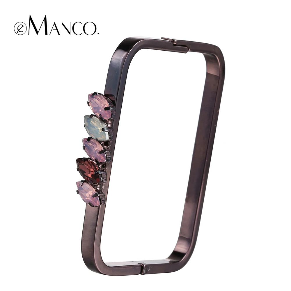 

eManco Square bangle geometric crystal copper bangles bracelets women gold cuff thin bangles pulseras mujeres BL06942