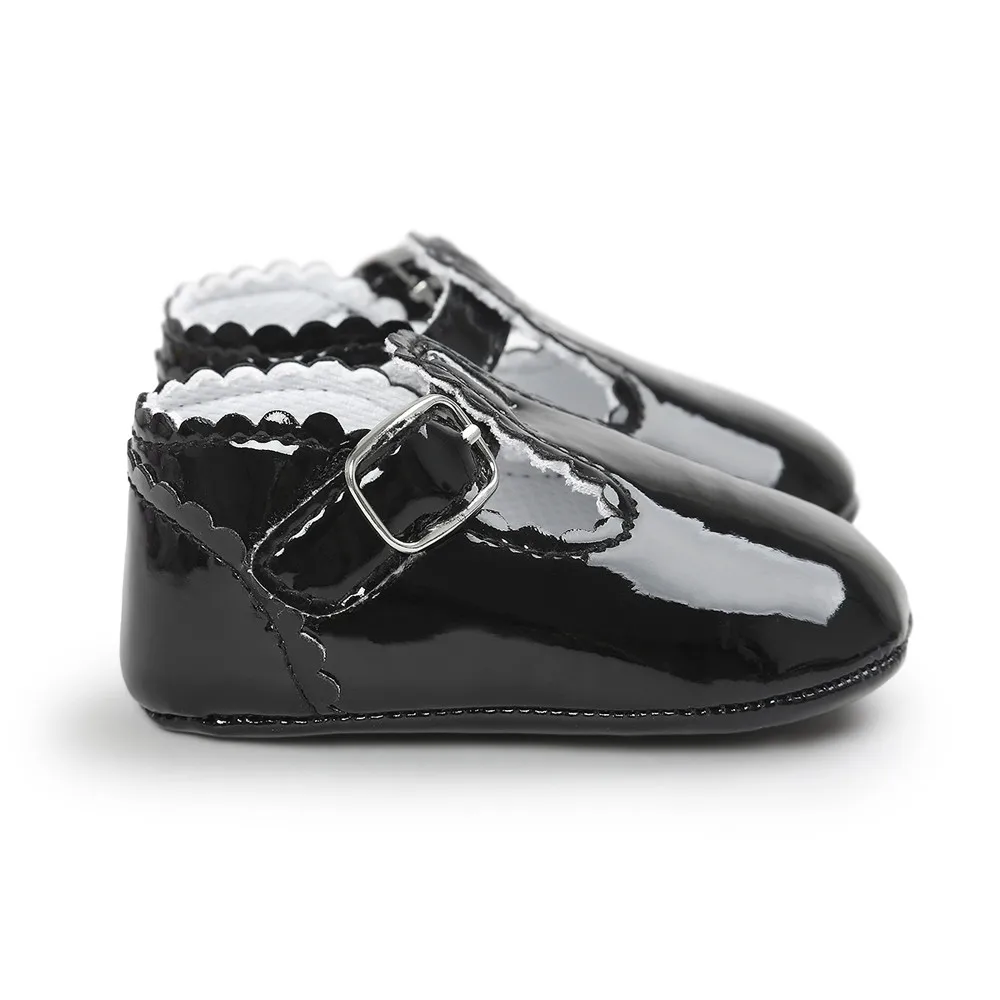 Однотонная обувь для мальчика из натуральной кожи для новорожденных г. Летняя детская обувь для малышей Женская Пряжка обувь для маленьких девочек 1 год# SS - Цвет: Черный