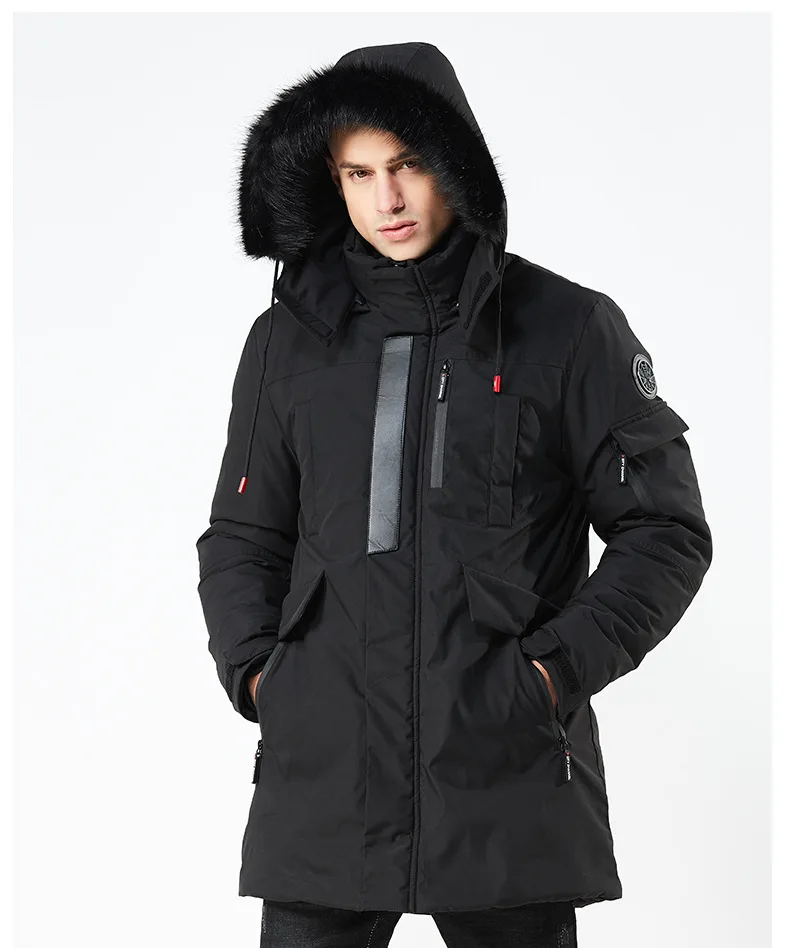 Jacket Long Men Parka Long Cotton Coats Winter Warm Fur Hooded Parkas ...