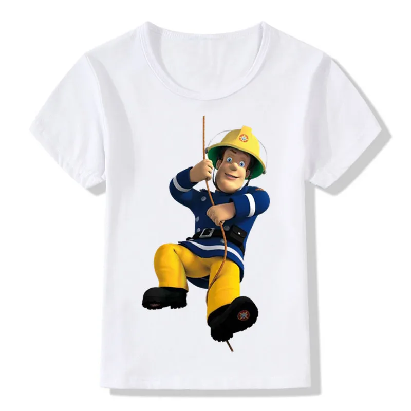 Детские Забавные футболки с рисунком пожарного Сэма детские летние топы для девочек и мальчиков, футболки с короткими рукавами, повседневная одежда для малышей ooo2078