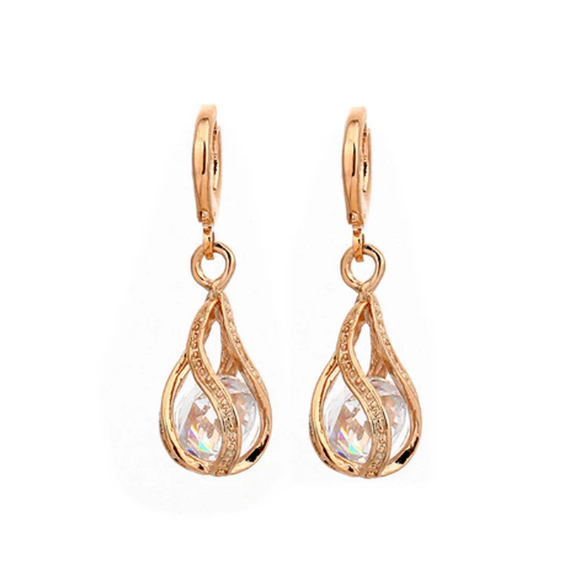 

Trendy High-end Water Drop Zircon Earrings for Women Fashion New Bride Drop Earrings Dinner Party Jewelry Pendant Gift Female