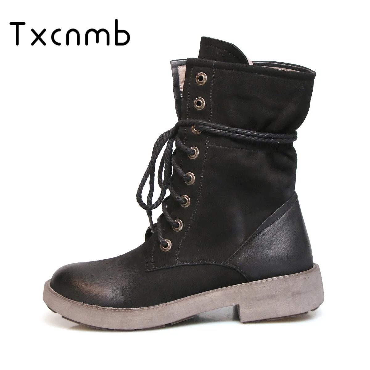 

TXCNMB Genuine leather Women Ankle Boots Winter 2019 high heel snow Boots Ladies Shoes Woman High Heeled Motorcycle Ladies Boots