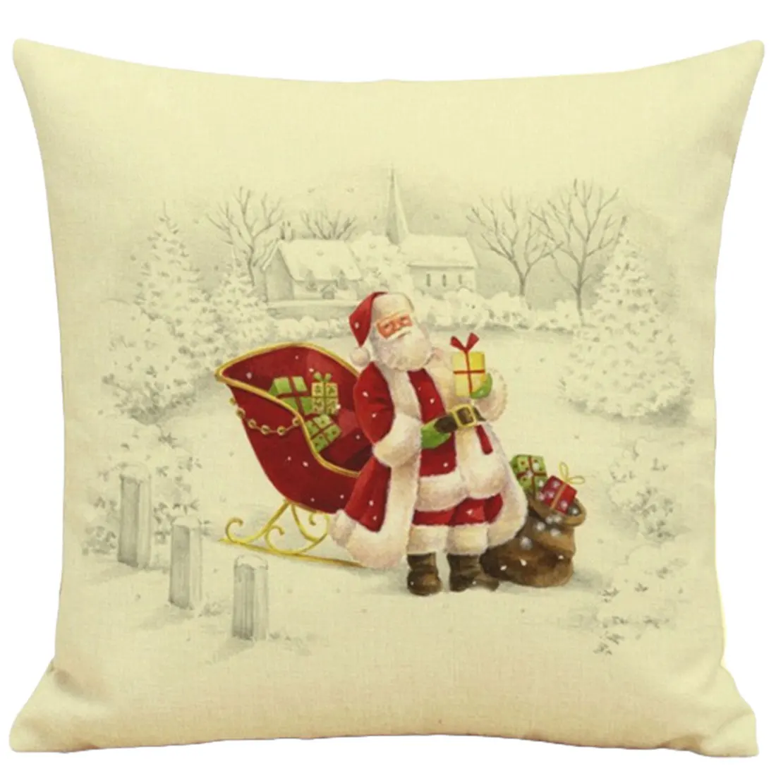 Рождественские новогодние наволочки для подушки, украшения для дома, льняная наволочка, снежинка, дерево, подарки, наволочка, Декор