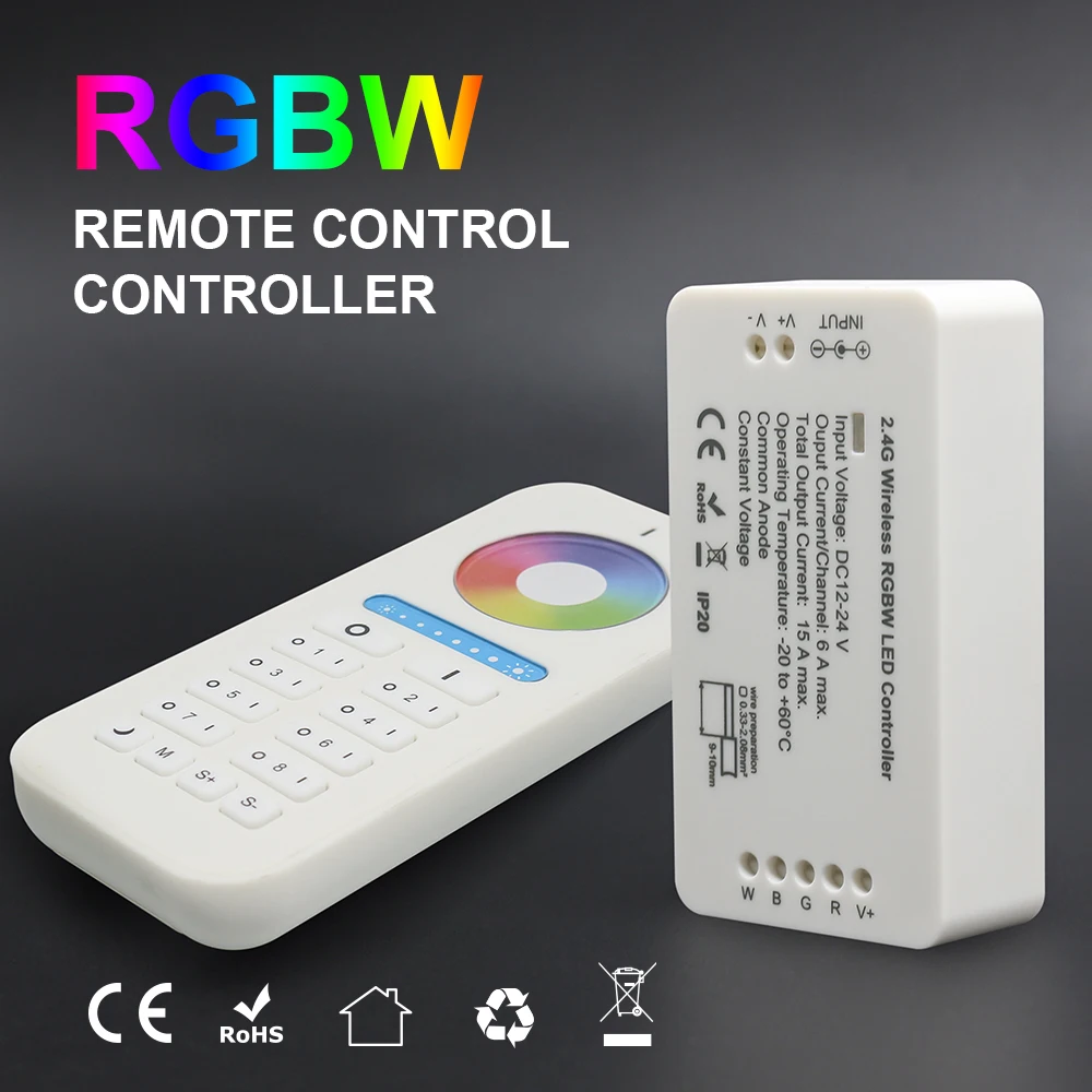 

GIDEALED Wifi Controller 2.4G RF Controller Wireless RGB RGBW Controller DC12V-24V strip controller with 8 zone Wireless remote