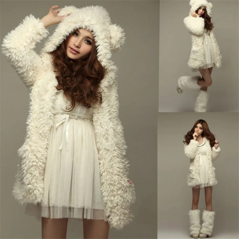 

New Autumn Winter Warm Women Hoodie Coat Jacket double wear Thick Soft Fleece Fur Sweatshirt Hooded Long
