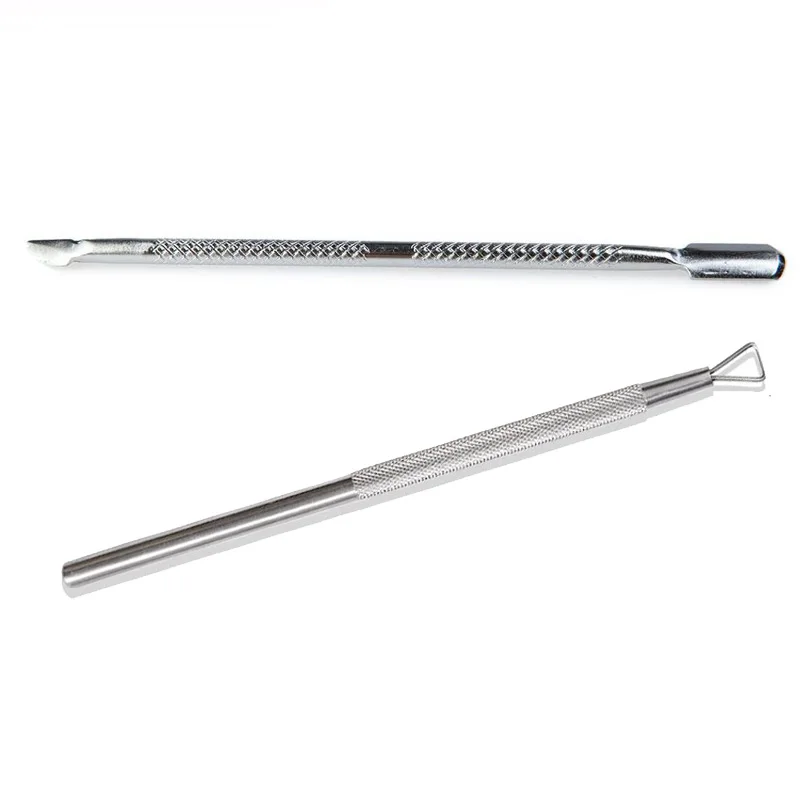 

2 Pcs Stainless Steel Cuticle Pusher Scraper Remove Gel Nail Polish Remover Triangle Rod Manicure Tools Nail Art Remover Tool