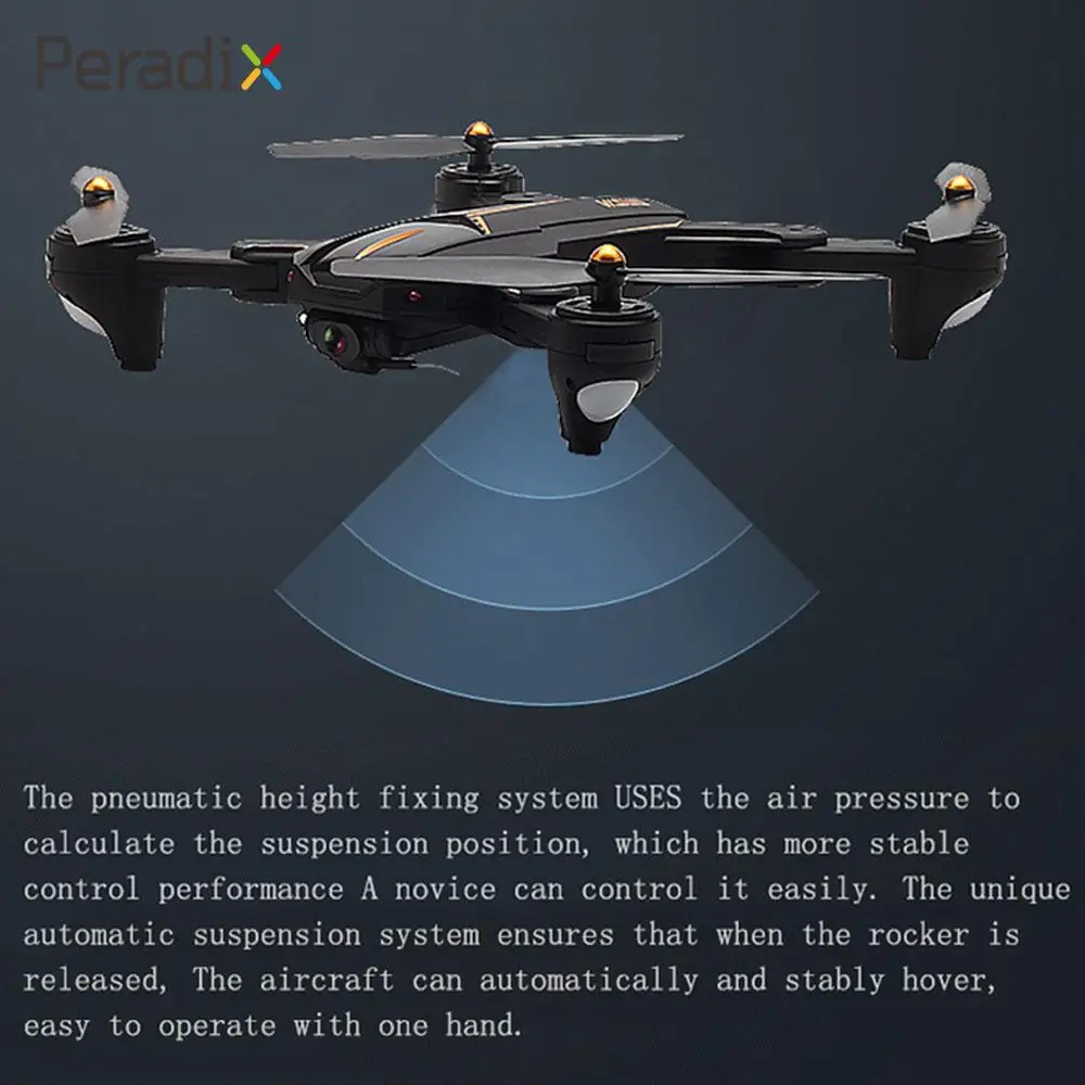 

Peradix 4CH 6-Axis Gyro 1080P Drone Wide Angle Accelerometer Black 5G WIFI GPS 2.4Ghz LED Stable Gimbal Altitude Hold