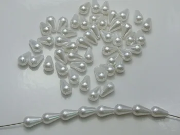 

400 White Plastic Faux Pearl Teardrop Beads 6X10mm Imitation Pearl