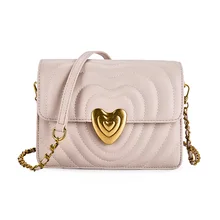 New Style Fashion Women Leather Bags Ladies Handbags Chain Gold Heart Love Bag Women Crossbody Shoulder Bag Plaid Valentine Gift foxer brand 2018 women s leather bag fashion crossbody bags for women chain bags girl shoulder bag gift for valentine s day