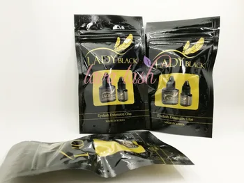 

Free shipping black lady glue With Sealed Bag for eyelash extensions 4 bottles/lot 5ml low irritation fume adhesive