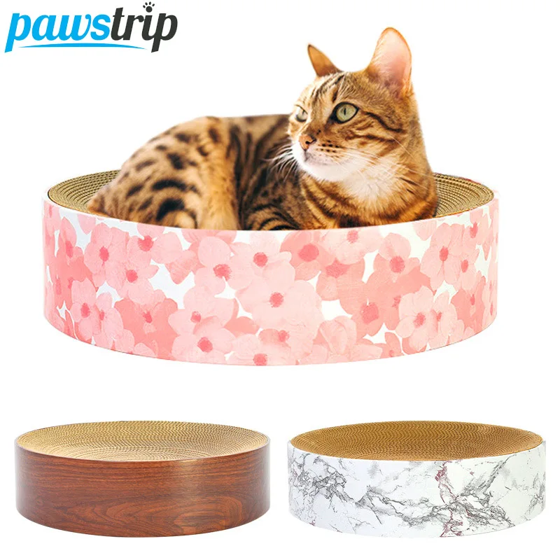 Pawstrip Когтеточка для кошек, Когтеточка для дивана, гостиной, Круглый гофрированный картон, Когтеточка для кошек, игрушки для кошек 38,5*10 см