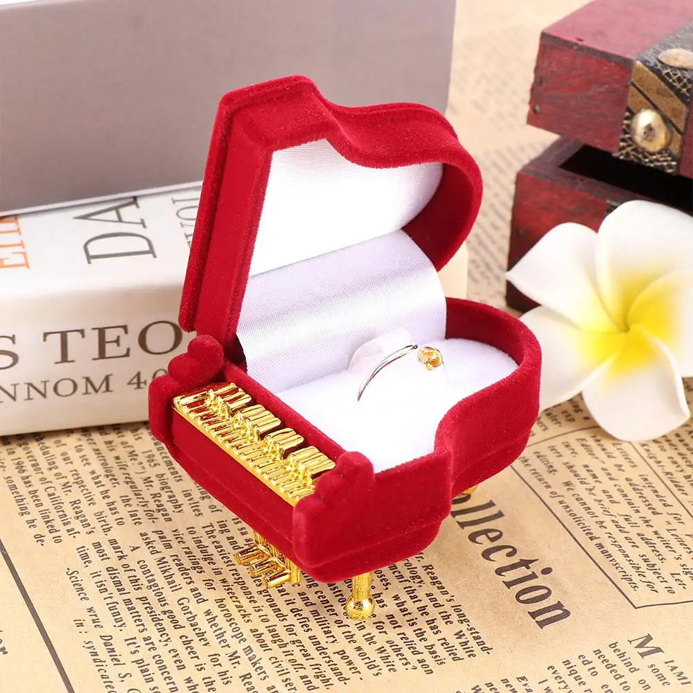 Милая пианино коробка для кольца сережек ожерелье кулон ювелирные изделия сокровище подарок чехол для хранения свадьбы
